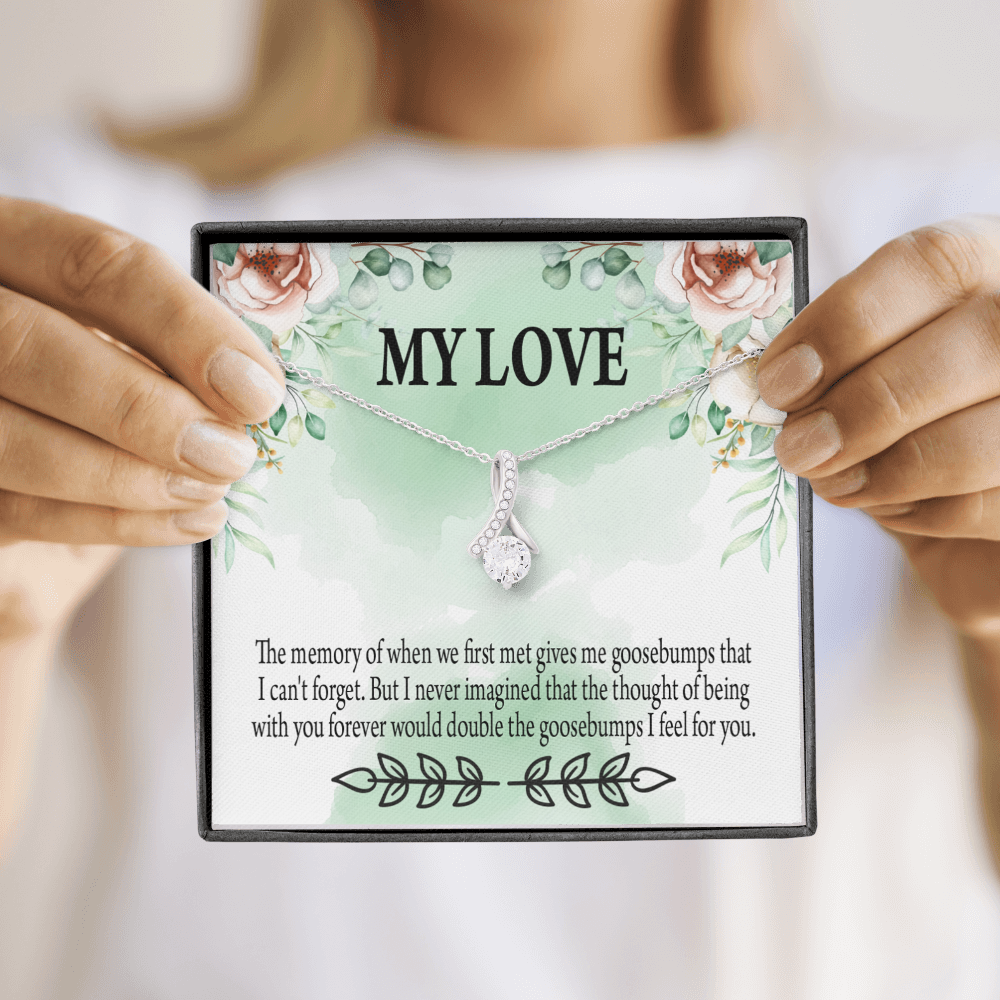 To My Girlfriend Goosebumps Forever Alluring Ribbon Necklace Message Card-Express Your Love Gifts