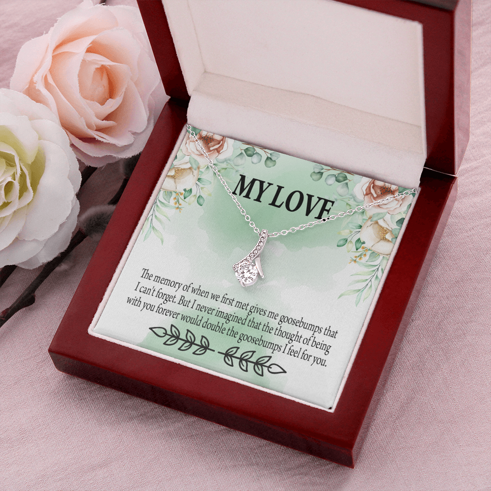 To My Girlfriend Goosebumps Forever Alluring Ribbon Necklace Message Card-Express Your Love Gifts