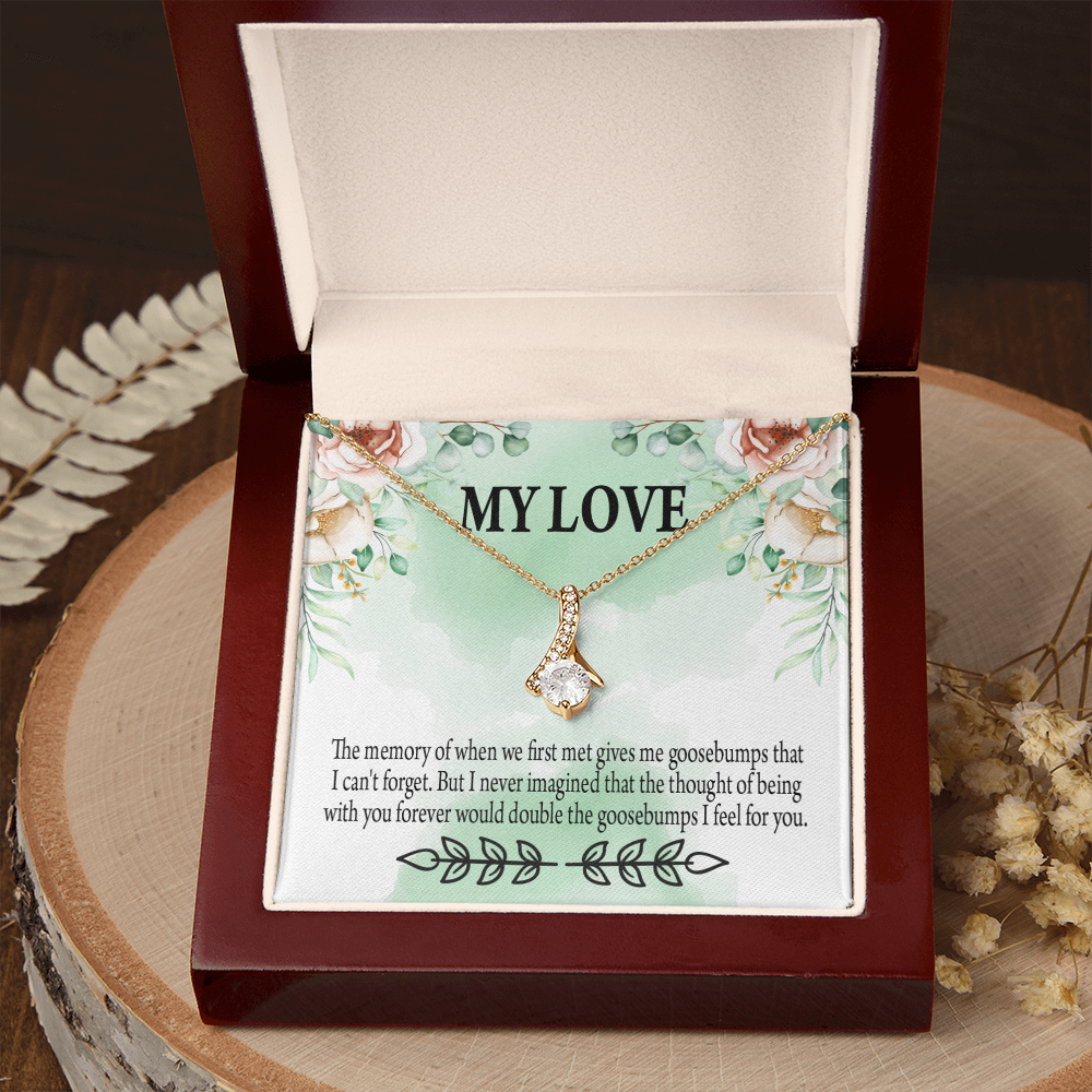 To My Girlfriend Goosebumps Forever Alluring Ribbon Necklace Message Card-Express Your Love Gifts
