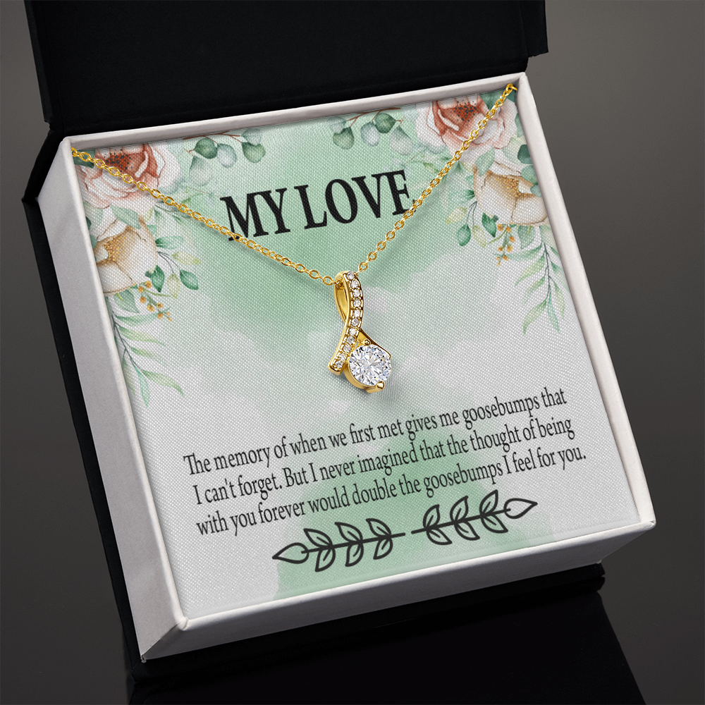 To My Girlfriend Goosebumps Forever Alluring Ribbon Necklace Message Card-Express Your Love Gifts