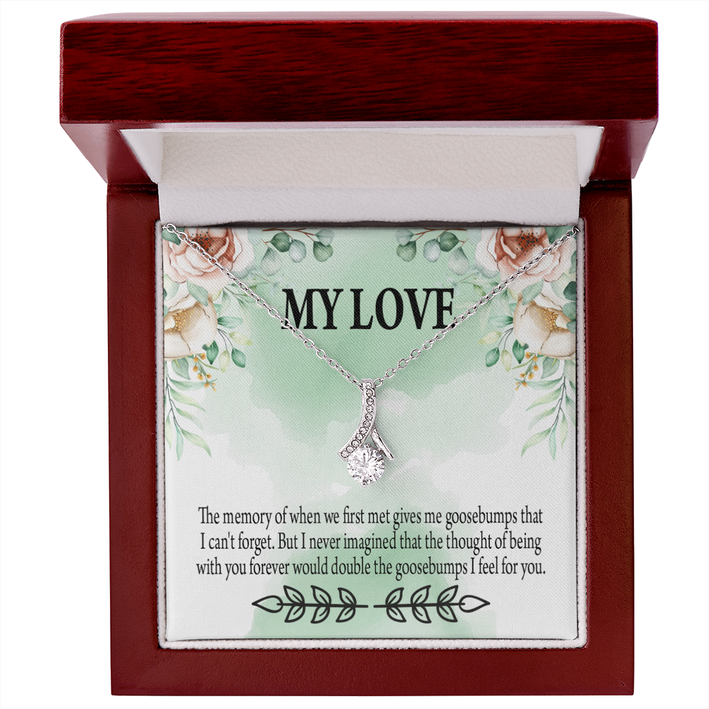 To My Girlfriend Goosebumps Forever Alluring Ribbon Necklace Message Card-Express Your Love Gifts