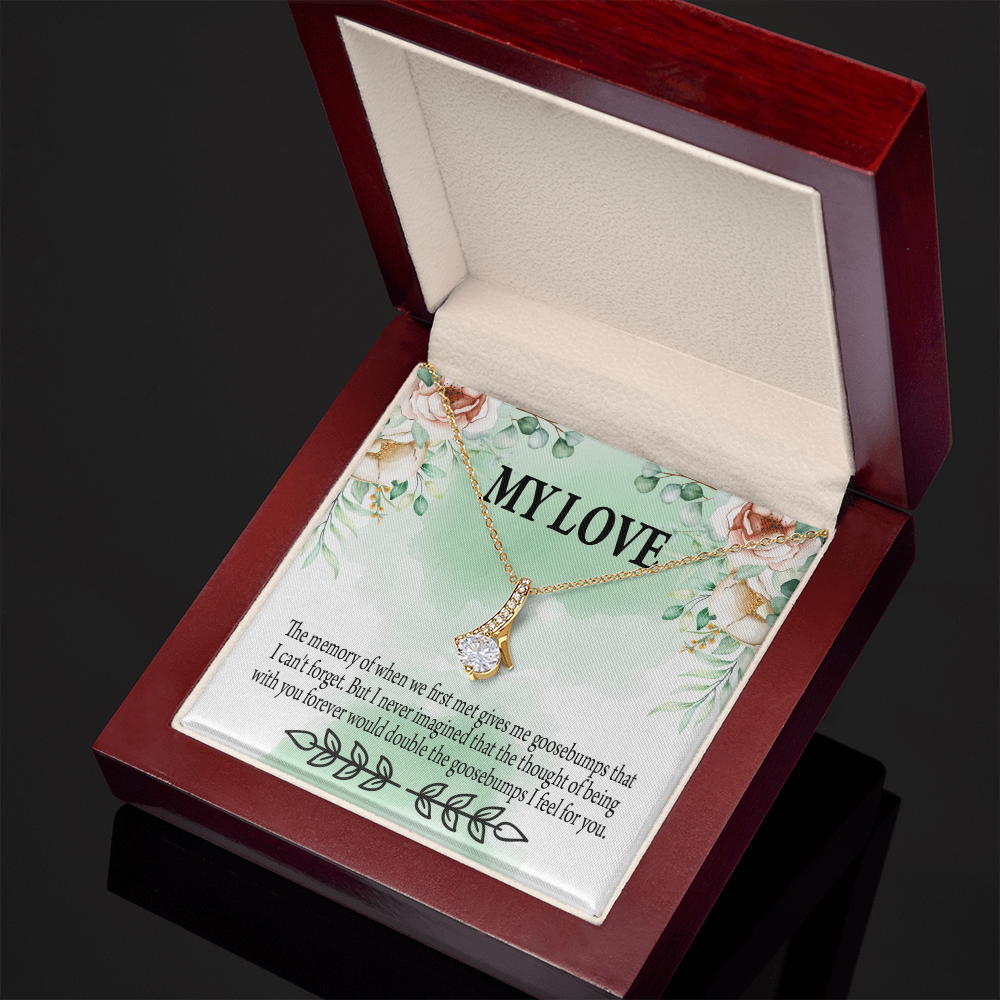 To My Girlfriend Goosebumps Forever Alluring Ribbon Necklace Message Card-Express Your Love Gifts