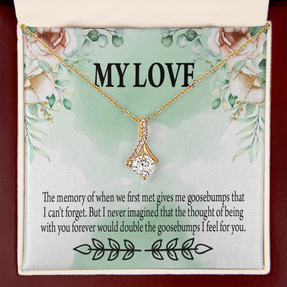 To My Girlfriend Goosebumps Forever Alluring Ribbon Necklace Message Card-Express Your Love Gifts