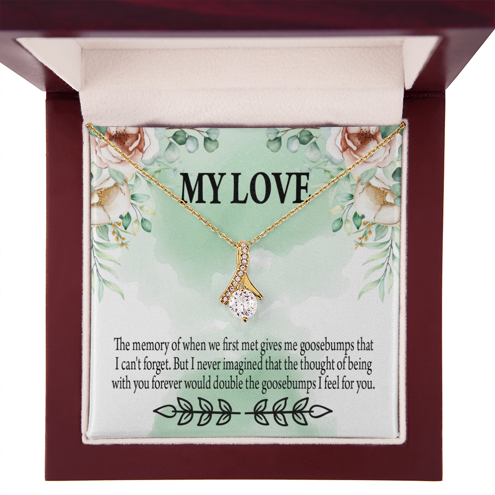 To My Girlfriend Goosebumps Forever Alluring Ribbon Necklace Message Card-Express Your Love Gifts