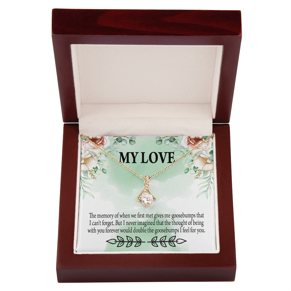 To My Girlfriend Goosebumps Forever Alluring Ribbon Necklace Message Card-Express Your Love Gifts