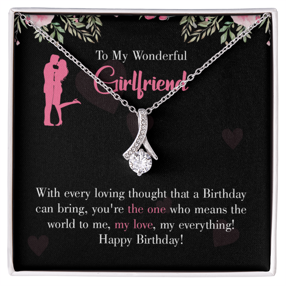 To My Girlfriend Happy Birthday! Alluring Ribbon Necklace Message Card-Express Your Love Gifts