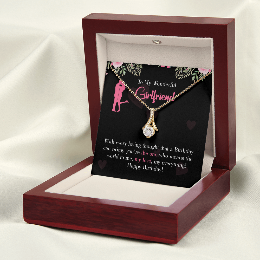 To My Girlfriend Happy Birthday! Alluring Ribbon Necklace Message Card-Express Your Love Gifts