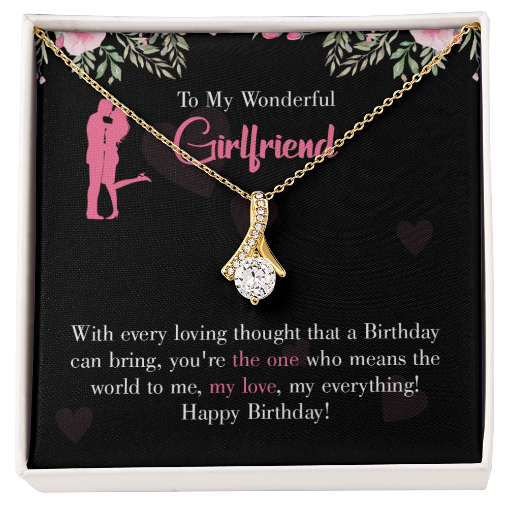 To My Girlfriend Happy Birthday! Alluring Ribbon Necklace Message Card-Express Your Love Gifts