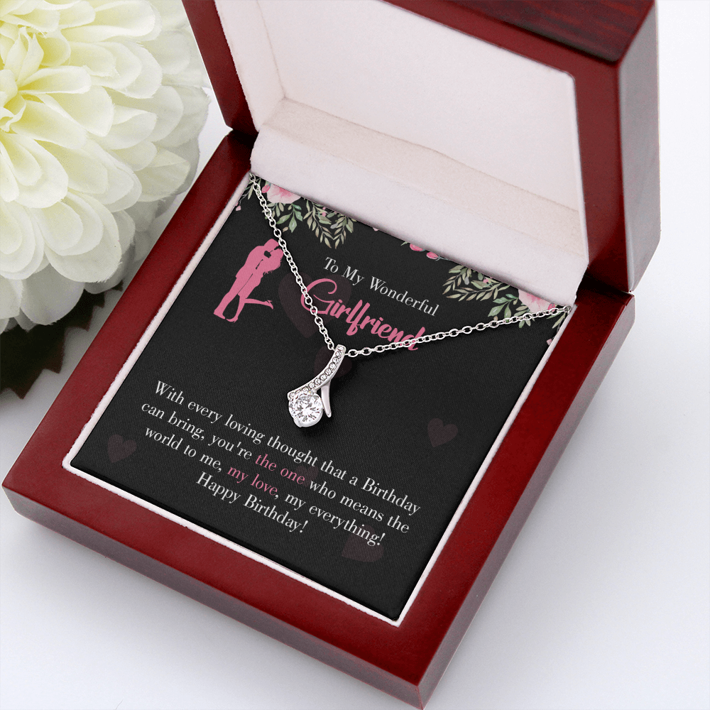 To My Girlfriend Happy Birthday! Alluring Ribbon Necklace Message Card-Express Your Love Gifts