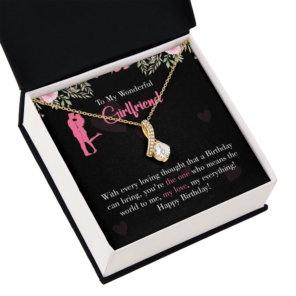 To My Girlfriend Happy Birthday! Alluring Ribbon Necklace Message Card-Express Your Love Gifts