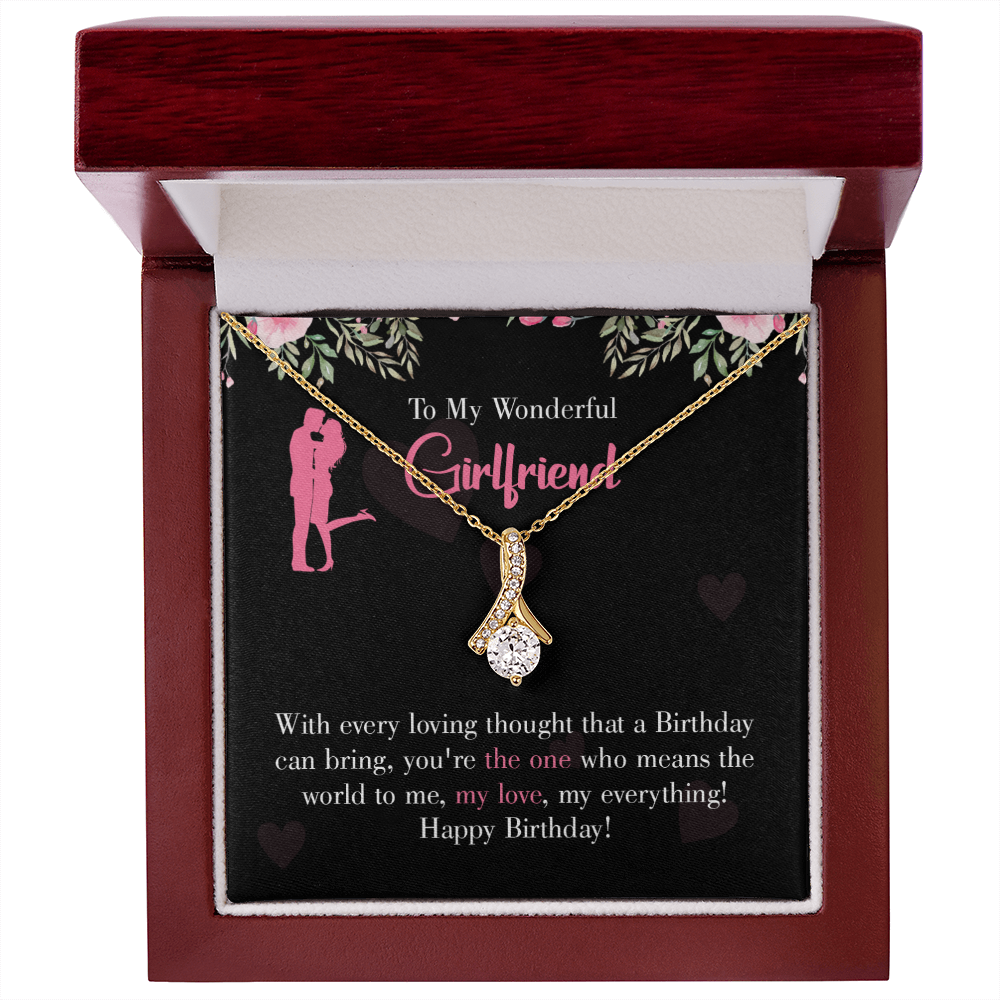 To My Girlfriend Happy Birthday! Alluring Ribbon Necklace Message Card-Express Your Love Gifts
