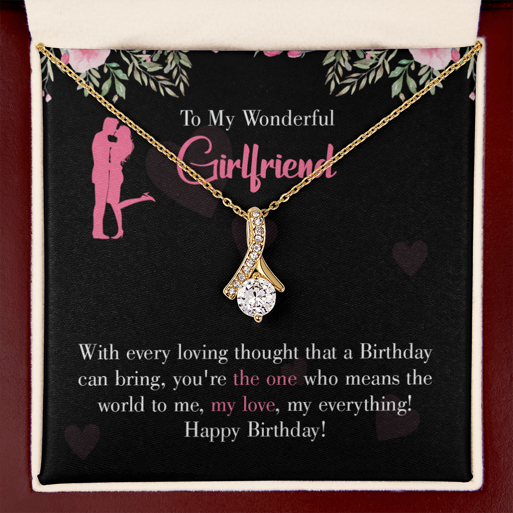 To My Girlfriend Happy Birthday! Alluring Ribbon Necklace Message Card-Express Your Love Gifts