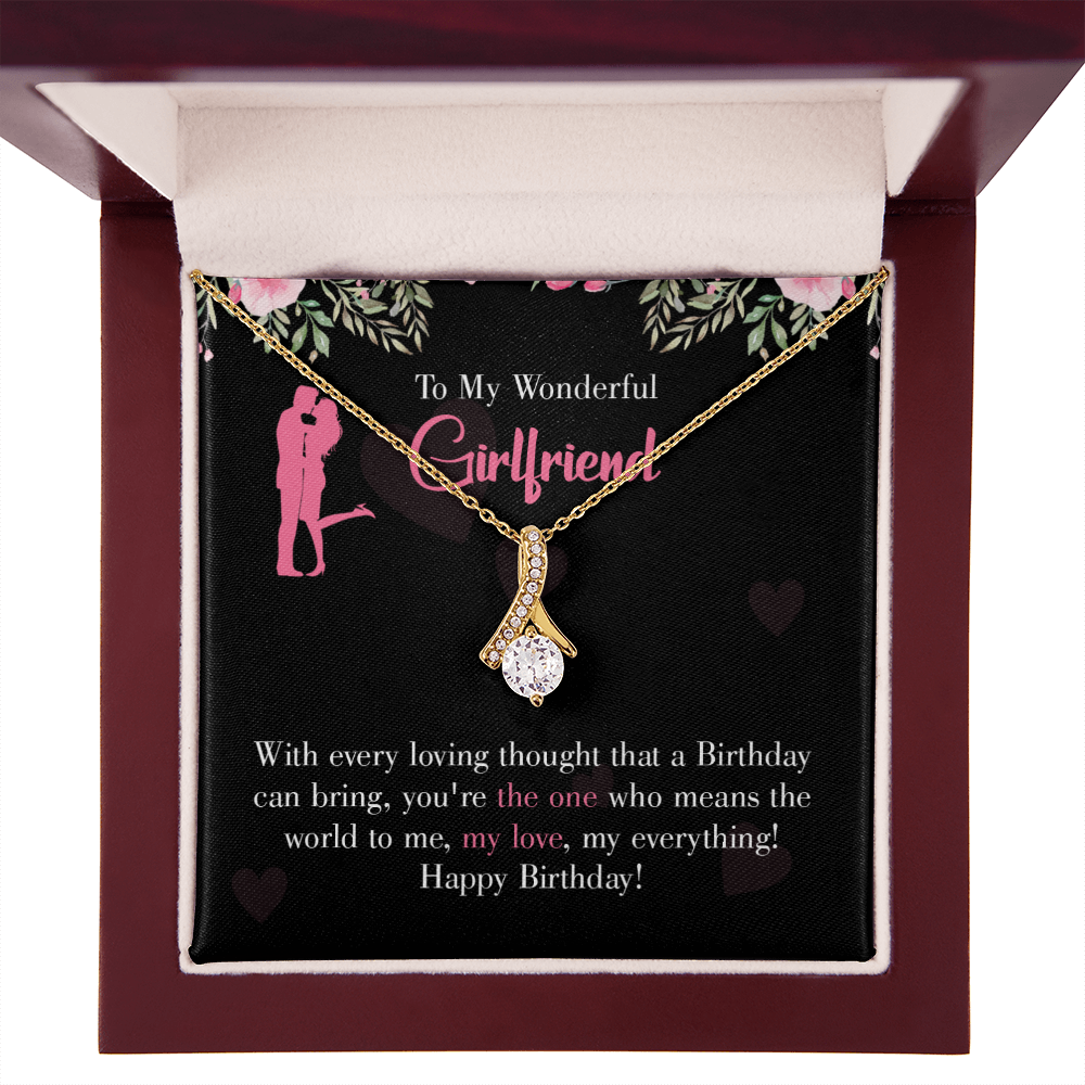 To My Girlfriend Happy Birthday! Alluring Ribbon Necklace Message Card-Express Your Love Gifts