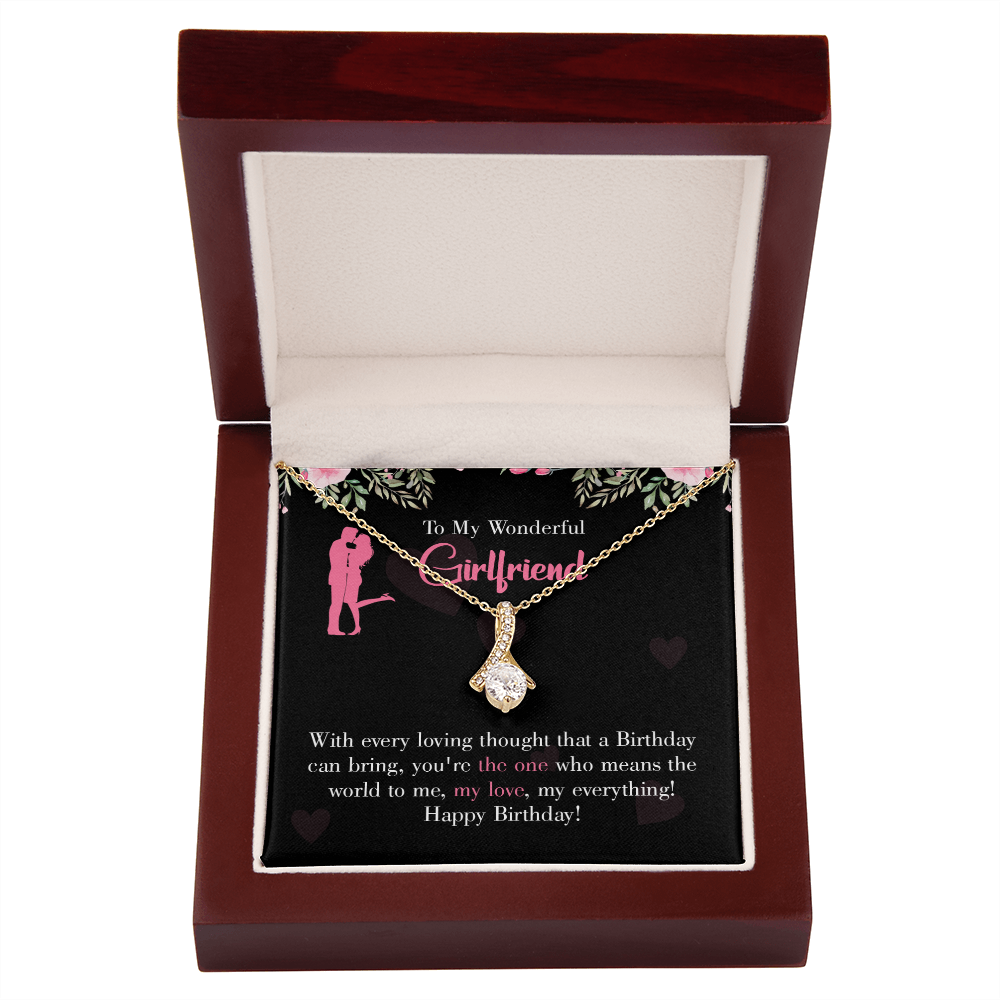 To My Girlfriend Happy Birthday! Alluring Ribbon Necklace Message Card-Express Your Love Gifts