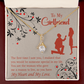 To My Girlfriend Heart and Love Alluring Ribbon Necklace Message Card-Express Your Love Gifts