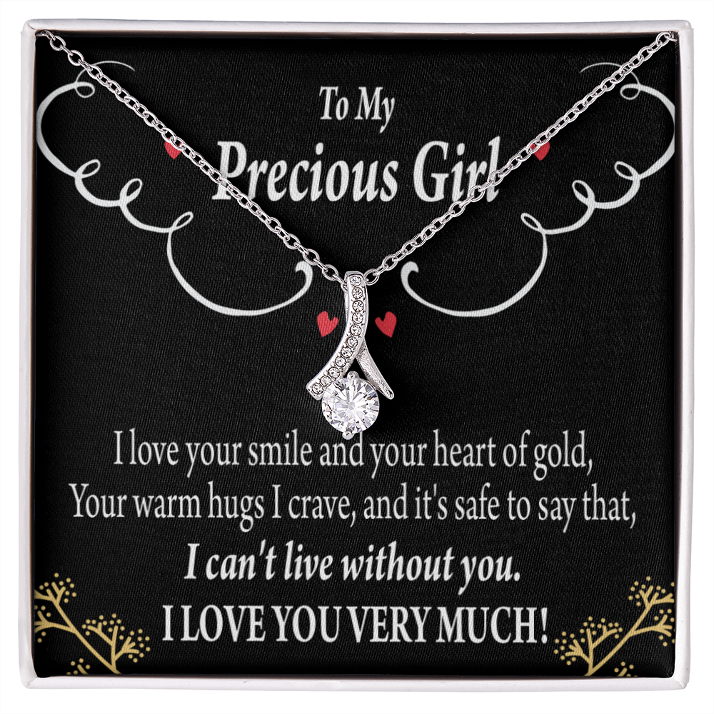 To My Girlfriend Heart of Gold Alluring Ribbon Necklace Message Card-Express Your Love Gifts