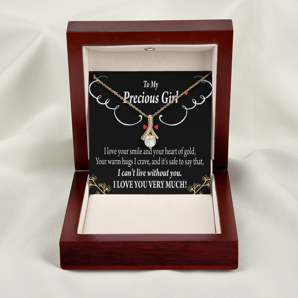 To My Girlfriend Heart of Gold Alluring Ribbon Necklace Message Card-Express Your Love Gifts