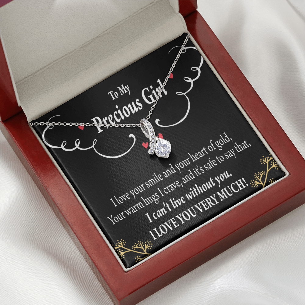 To My Girlfriend Heart of Gold Alluring Ribbon Necklace Message Card-Express Your Love Gifts