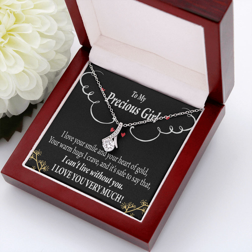 To My Girlfriend Heart of Gold Alluring Ribbon Necklace Message Card-Express Your Love Gifts