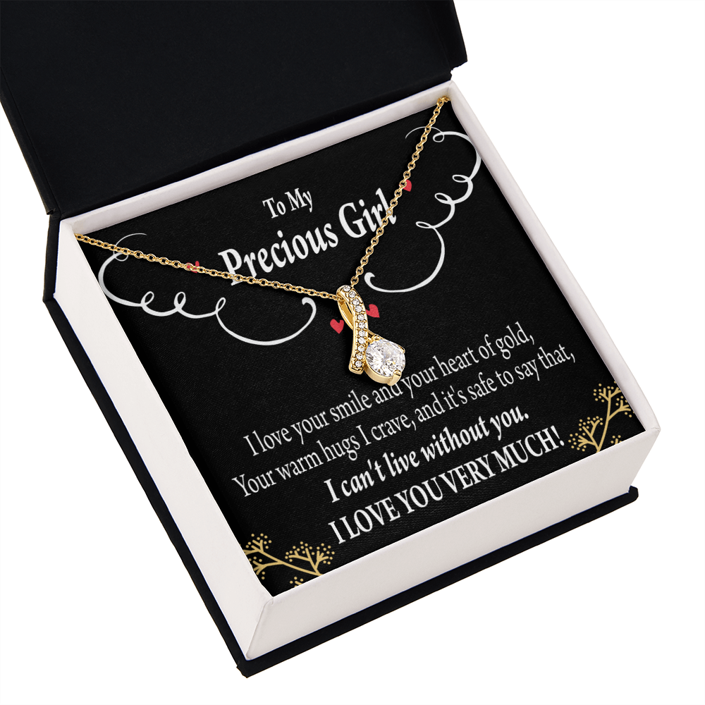 To My Girlfriend Heart of Gold Alluring Ribbon Necklace Message Card-Express Your Love Gifts