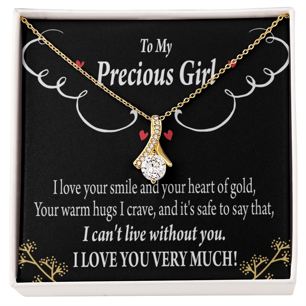 To My Girlfriend Heart of Gold Alluring Ribbon Necklace Message Card-Express Your Love Gifts