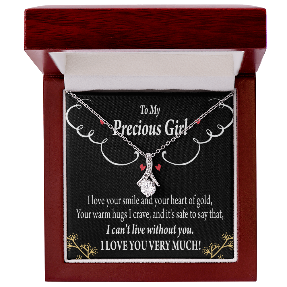 To My Girlfriend Heart of Gold Alluring Ribbon Necklace Message Card-Express Your Love Gifts