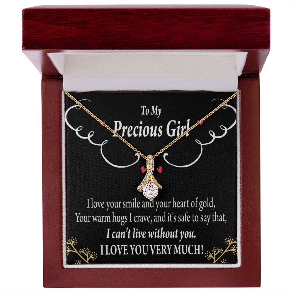 To My Girlfriend Heart of Gold Alluring Ribbon Necklace Message Card-Express Your Love Gifts