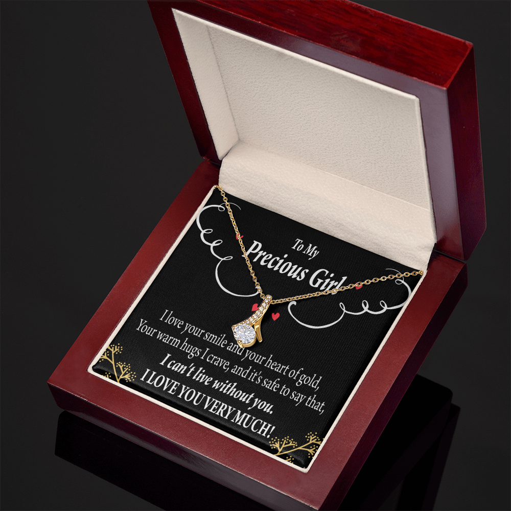 To My Girlfriend Heart of Gold Alluring Ribbon Necklace Message Card-Express Your Love Gifts