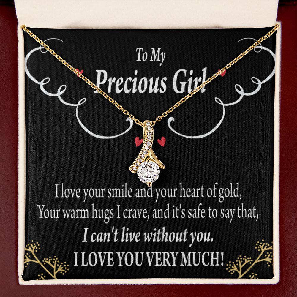 To My Girlfriend Heart of Gold Alluring Ribbon Necklace Message Card-Express Your Love Gifts