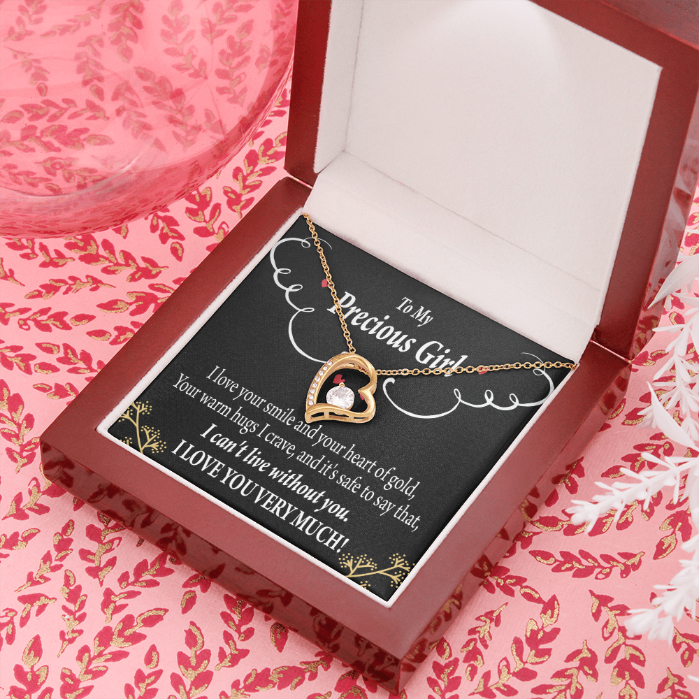 To My Girlfriend Heart of Gold Forever Necklace w Message Card-Express Your Love Gifts