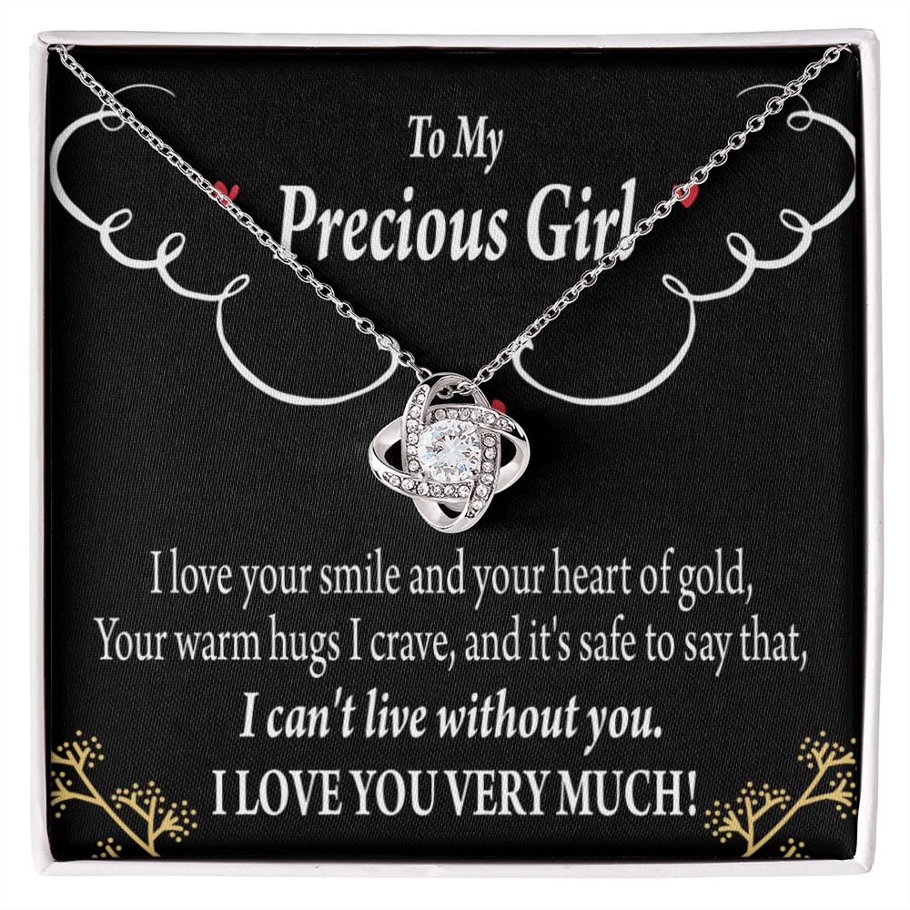 To My Girlfriend Heart of Gold Infinity Knot Necklace Message Card-Express Your Love Gifts