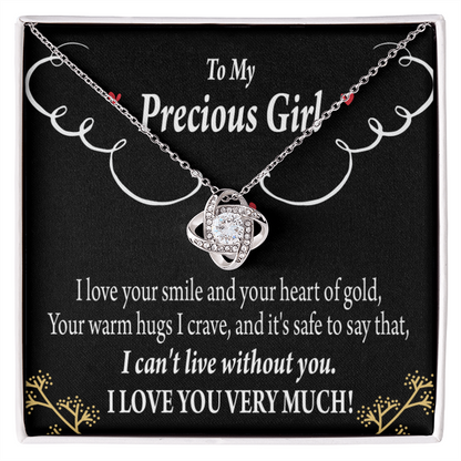 To My Girlfriend Heart of Gold Infinity Knot Necklace Message Card-Express Your Love Gifts
