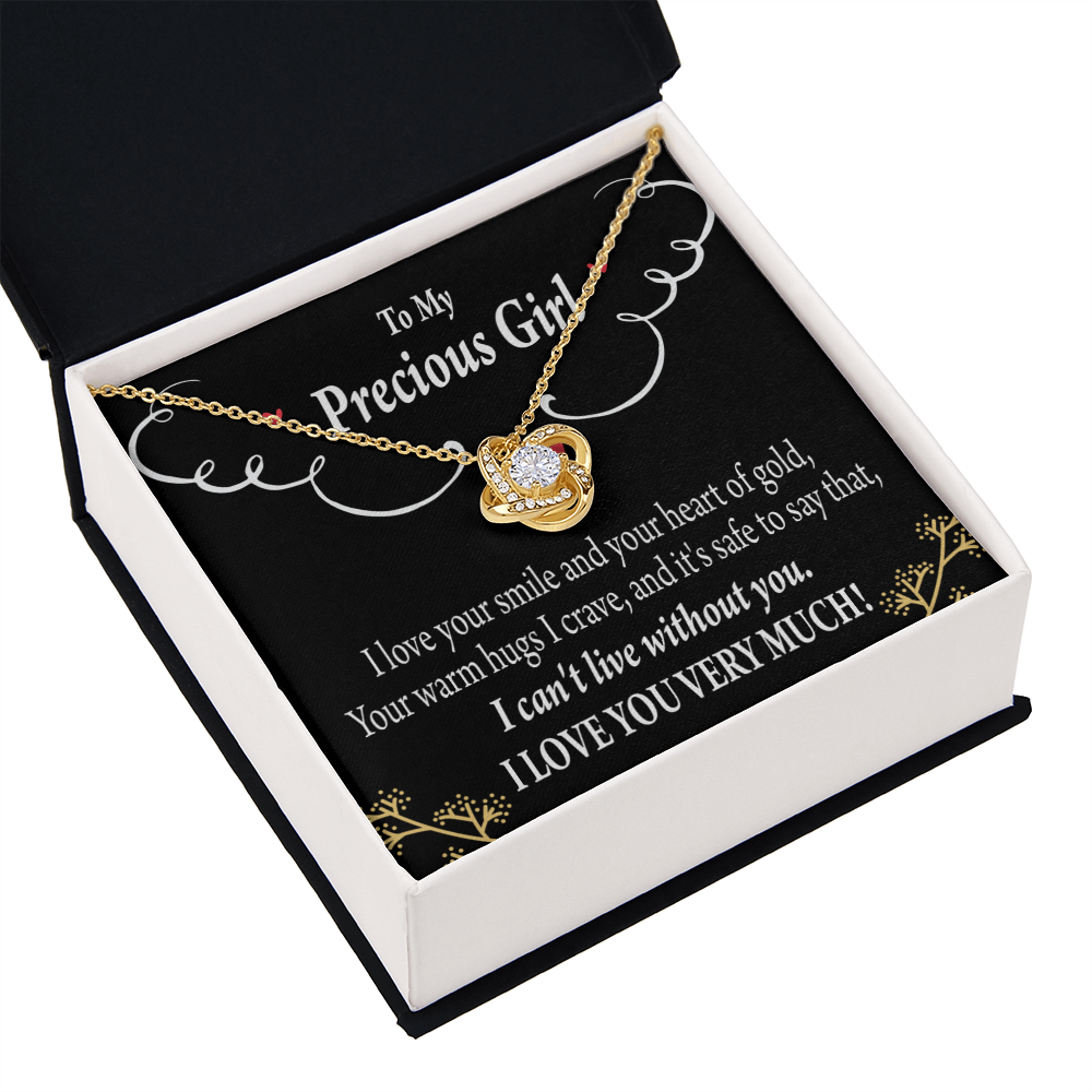 To My Girlfriend Heart of Gold Infinity Knot Necklace Message Card-Express Your Love Gifts