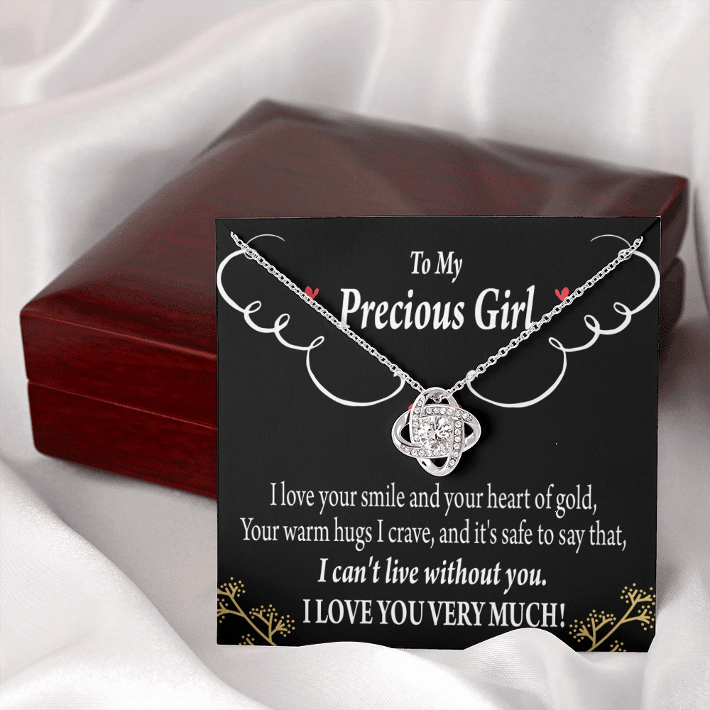 To My Girlfriend Heart of Gold Infinity Knot Necklace Message Card-Express Your Love Gifts