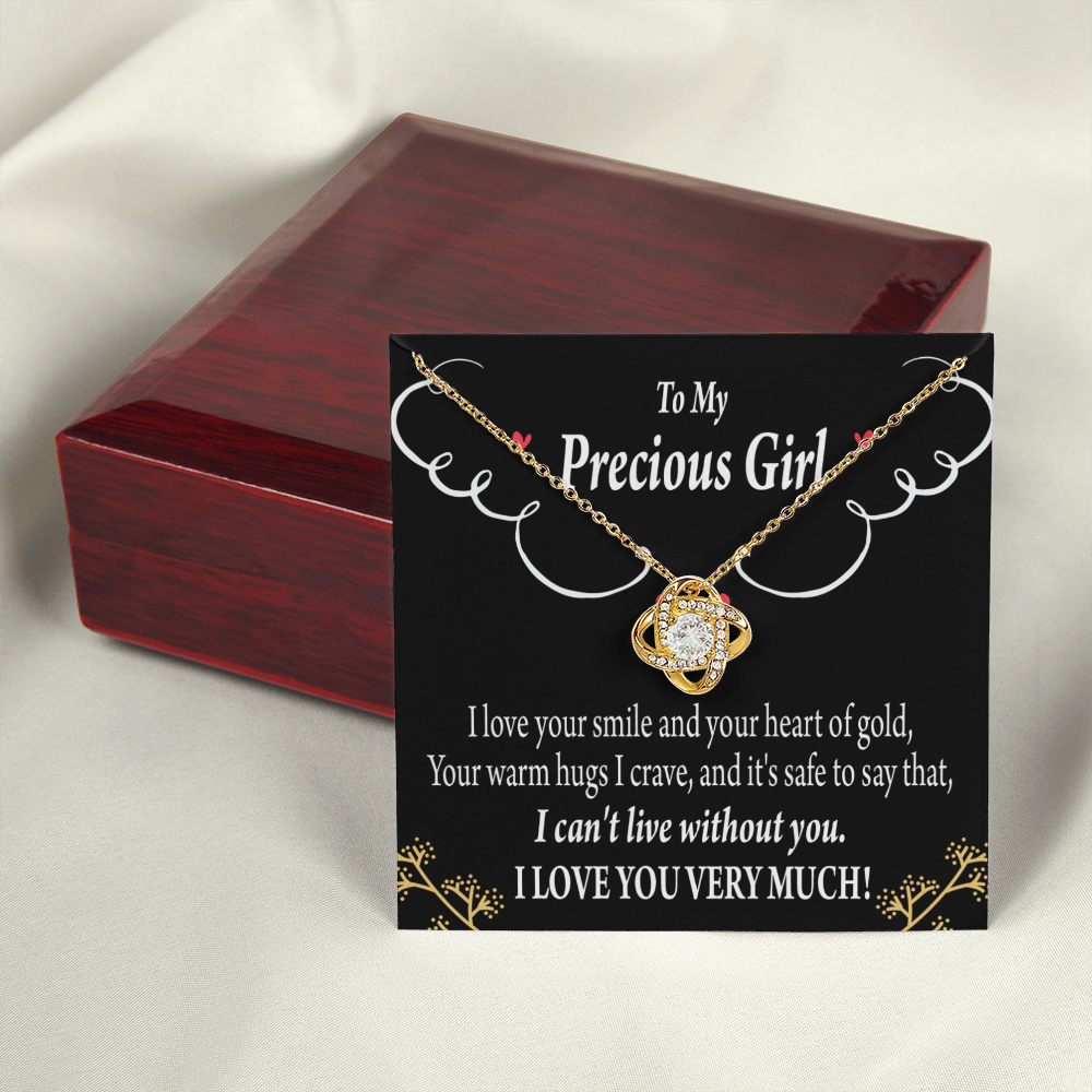 To My Girlfriend Heart of Gold Infinity Knot Necklace Message Card-Express Your Love Gifts