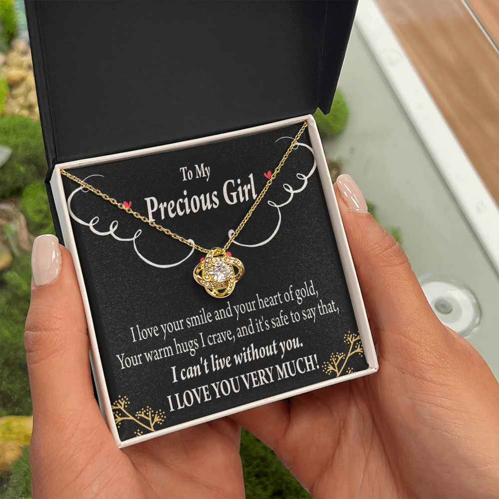 To My Girlfriend Heart of Gold Infinity Knot Necklace Message Card-Express Your Love Gifts