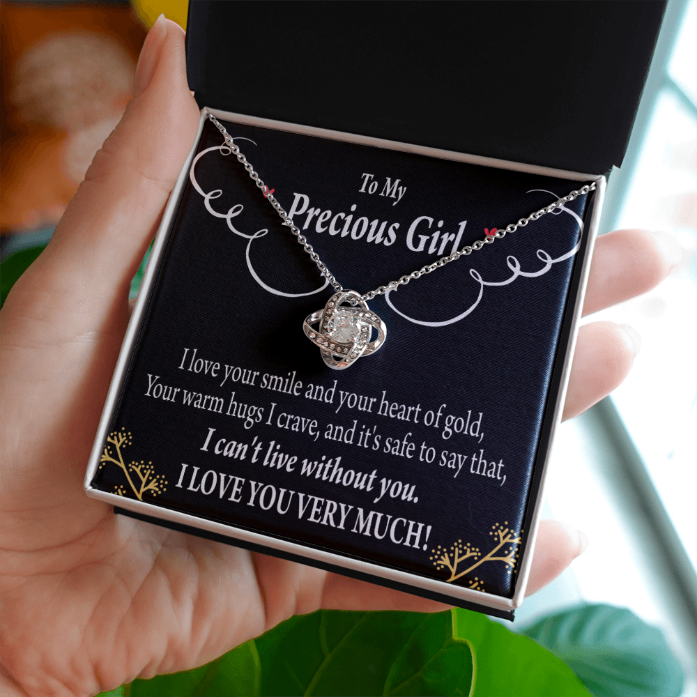 To My Girlfriend Heart of Gold Infinity Knot Necklace Message Card-Express Your Love Gifts