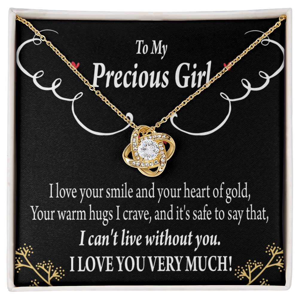 To My Girlfriend Heart of Gold Infinity Knot Necklace Message Card-Express Your Love Gifts