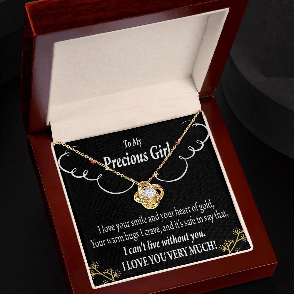 To My Girlfriend Heart of Gold Infinity Knot Necklace Message Card-Express Your Love Gifts