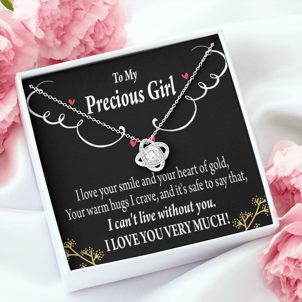 To My Girlfriend Heart of Gold Infinity Knot Necklace Message Card-Express Your Love Gifts