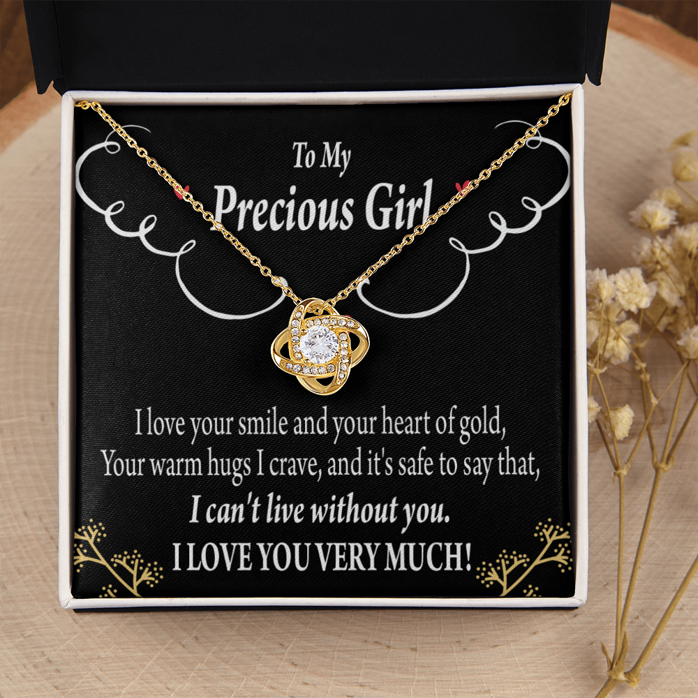 To My Girlfriend Heart of Gold Infinity Knot Necklace Message Card-Express Your Love Gifts