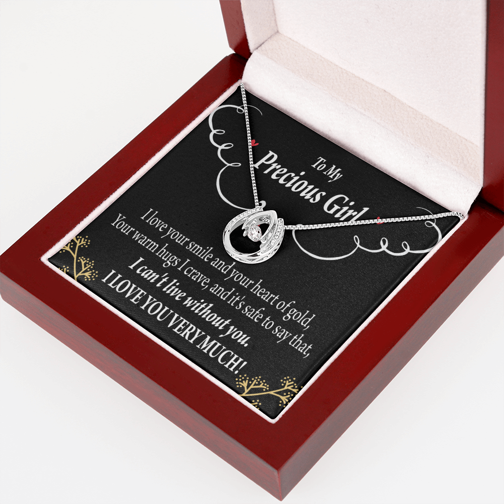 To My Girlfriend Heart of Gold Lucky Horseshoe Necklace Message Card 14k w CZ Crystals-Express Your Love Gifts