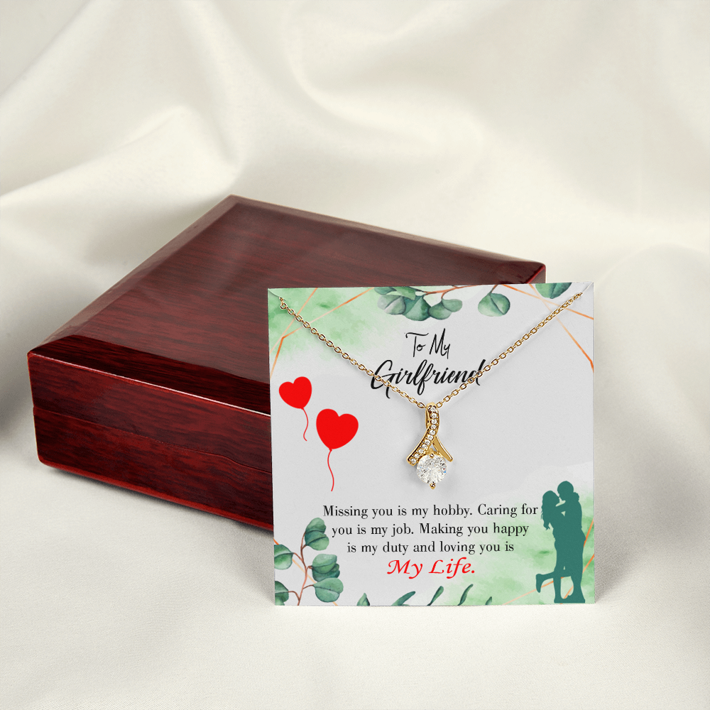 To My Girlfriend Hobby Job Life Alluring Ribbon Necklace Message Card-Express Your Love Gifts