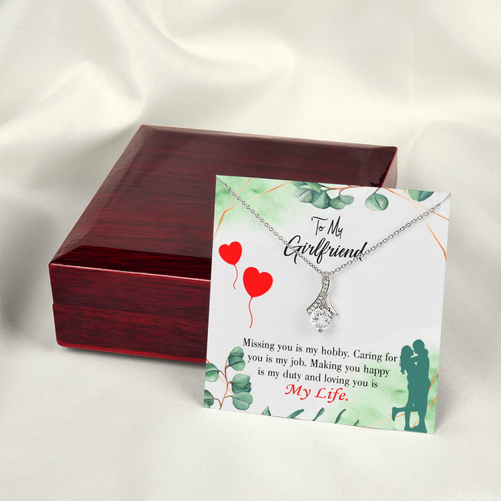 To My Girlfriend Hobby Job Life Alluring Ribbon Necklace Message Card-Express Your Love Gifts
