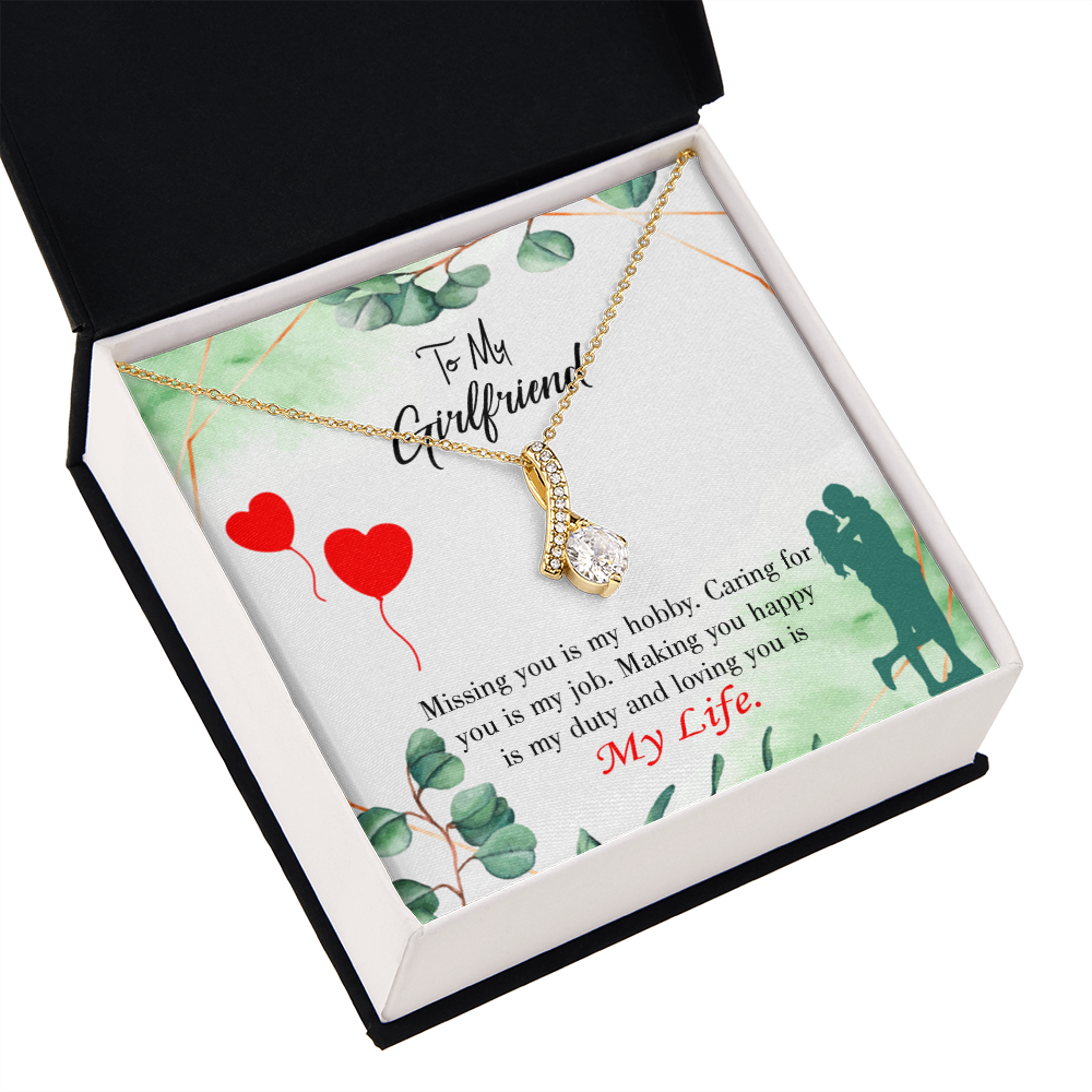 To My Girlfriend Hobby Job Life Alluring Ribbon Necklace Message Card-Express Your Love Gifts