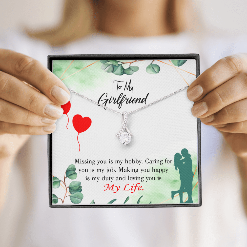 To My Girlfriend Hobby Job Life Alluring Ribbon Necklace Message Card-Express Your Love Gifts