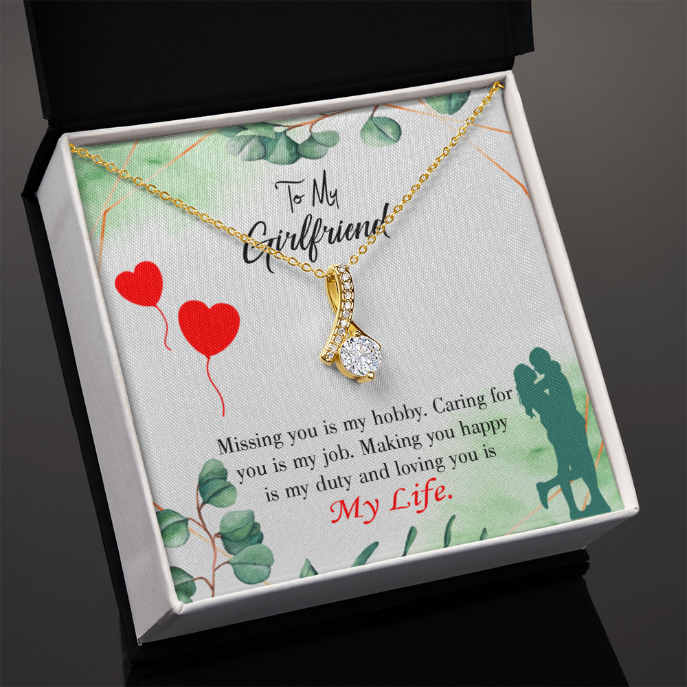 To My Girlfriend Hobby Job Life Alluring Ribbon Necklace Message Card-Express Your Love Gifts