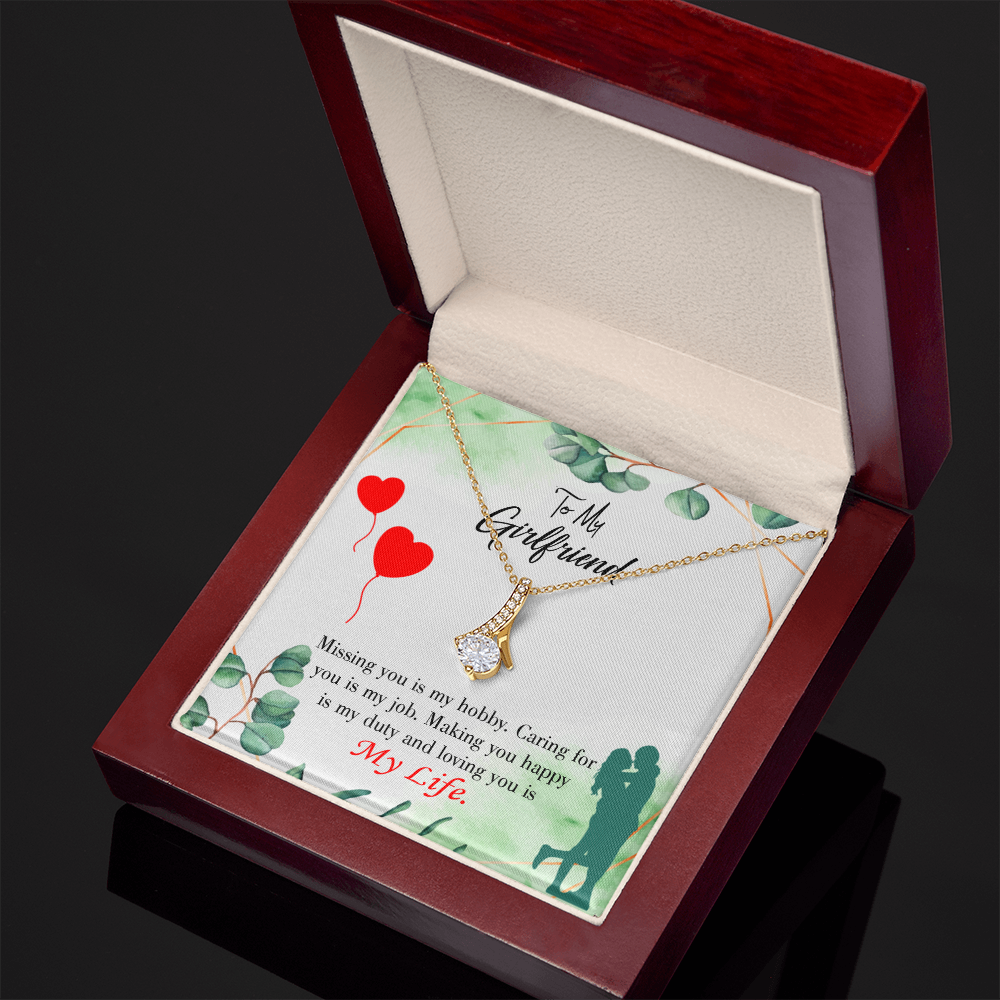 To My Girlfriend Hobby Job Life Alluring Ribbon Necklace Message Card-Express Your Love Gifts