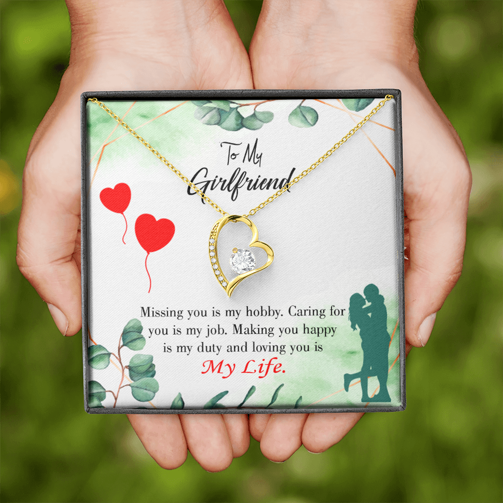 To My Girlfriend Hobby Job Life Forever Necklace w Message Card-Express Your Love Gifts