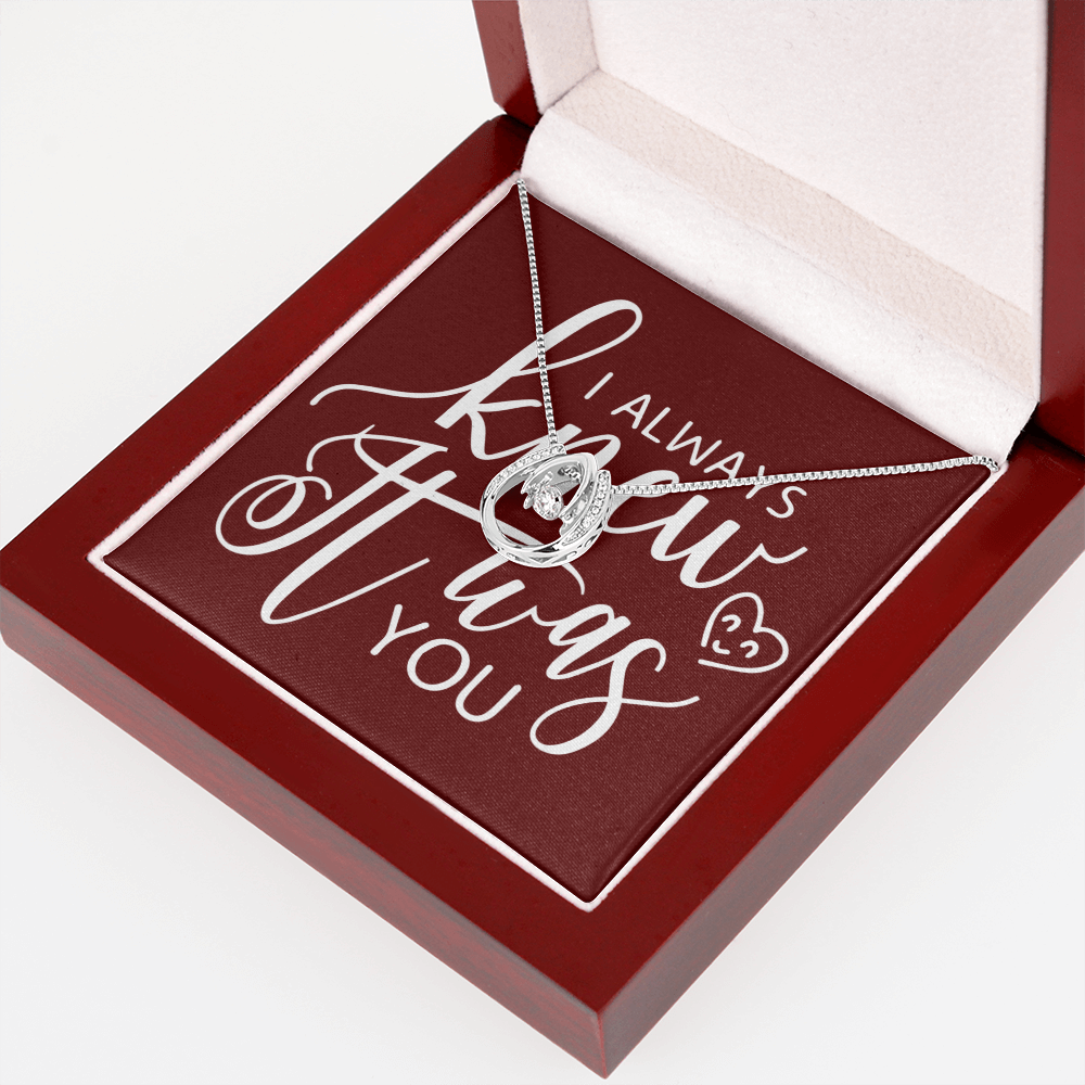To My Girlfriend I Always Knew It Was You Lucky Horseshoe Necklace Message Card 14k w CZ Crystals-Express Your Love Gifts